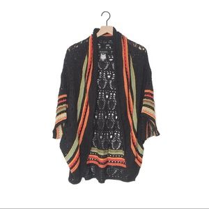 ZOZO | Black Crochet Cardigan with MultiColor Trim